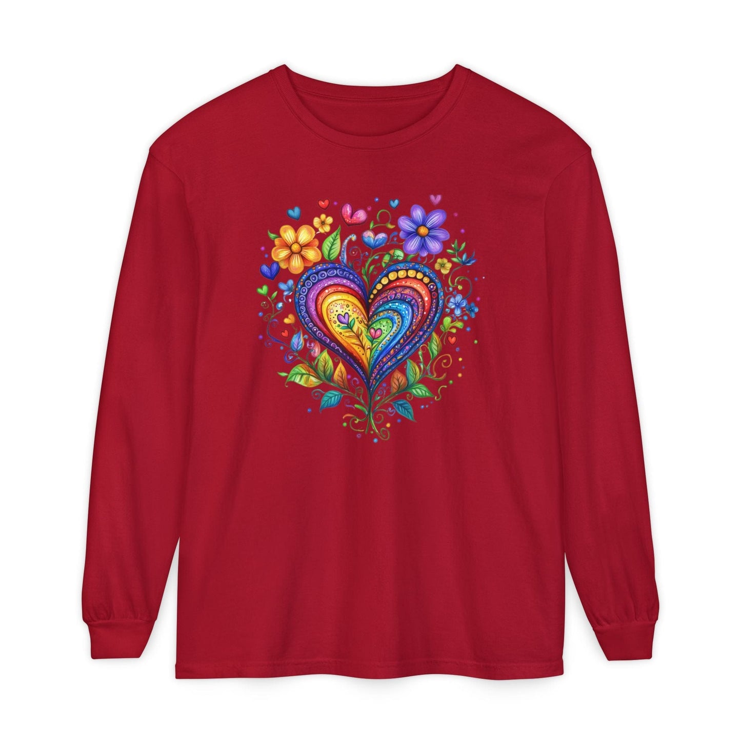1974 Folk Art Heart Long Sleeve Tshirt