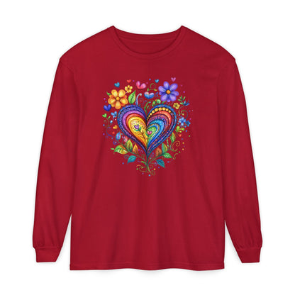 1974 Folk Art Heart Long Sleeve Tshirt