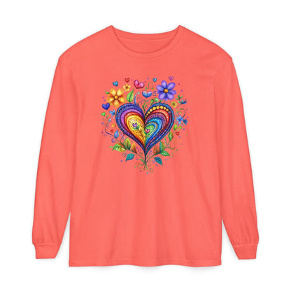 1974 Folk Art Heart Long Sleeve Tshirt