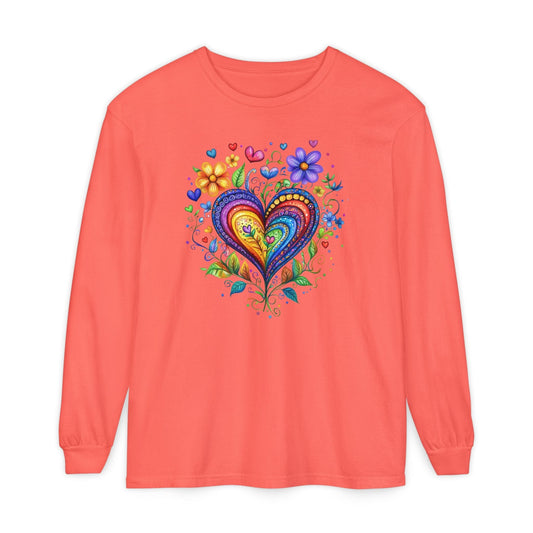 1974 Folk Art Heart Long Sleeve Tshirt