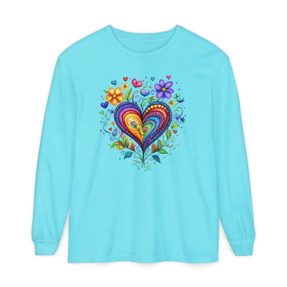 1974 Folk Art Heart Long Sleeve Tshirt