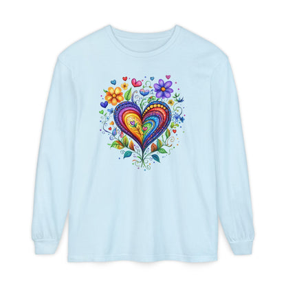 1974 Folk Art Heart Long Sleeve Tshirt