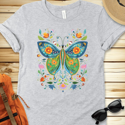 1934 Butterfly Folkart Tshirt - Athletic Heather