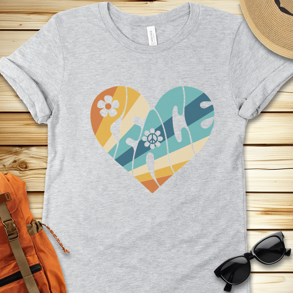 1938 Peace Heart Tshirt - Athletic Heather