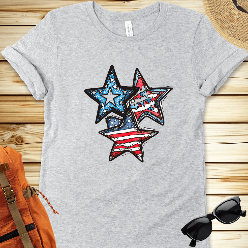 Patriotic Stars Tshirt - Athletic Heather