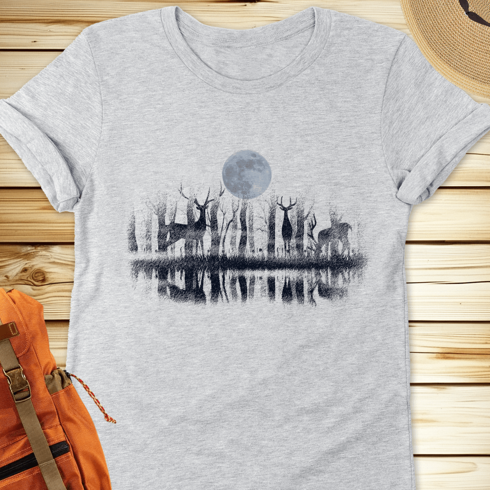 Deer At The Lake Tshirt - Athletic Heather