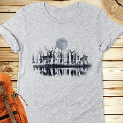 Deer At The Lake Tshirt - Athletic Heather