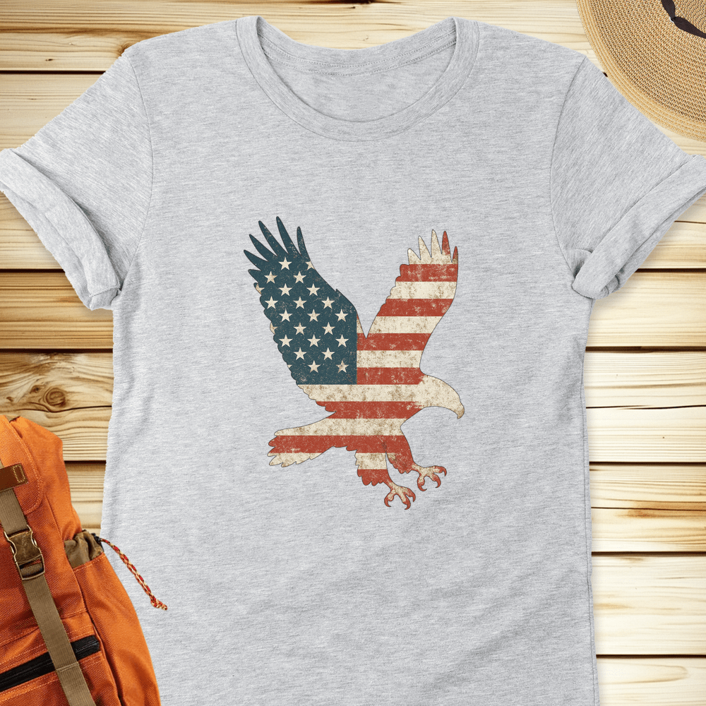 1999 American Flag Eagle Tshirt - Athletic Heather
