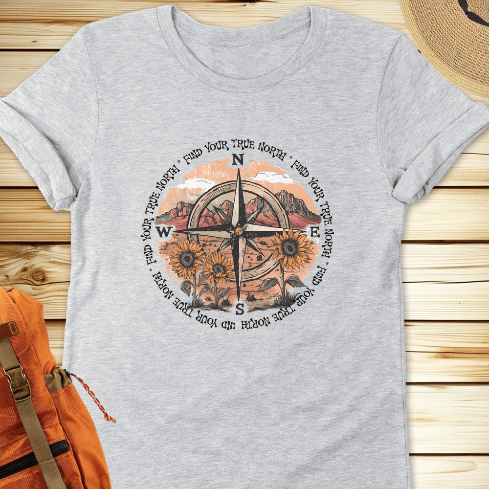 2063b Sunflowers Compass Tshirt - Athletic Heather