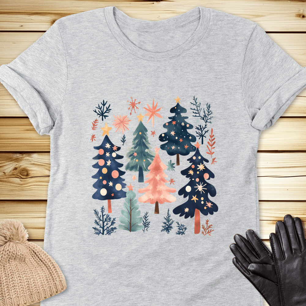1686 Xmas Trees Tshirt - Athletic Heather