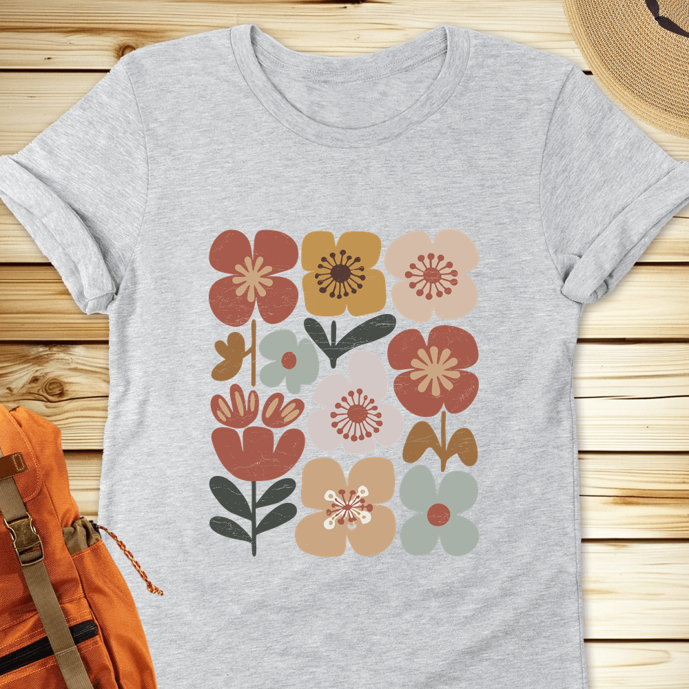 Boho Folk Bloom Tshirt - Athletic Heather