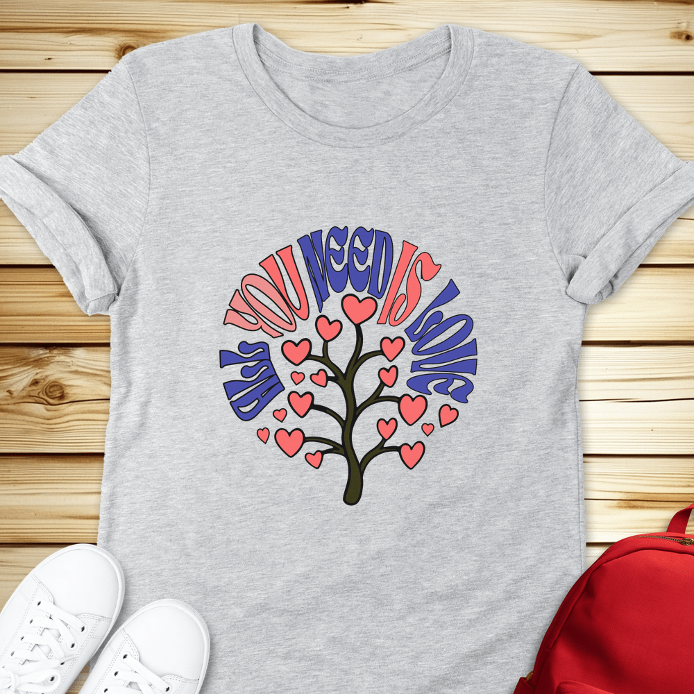 All You Need Is Love Word Tree Tshirt - Athletic Heather