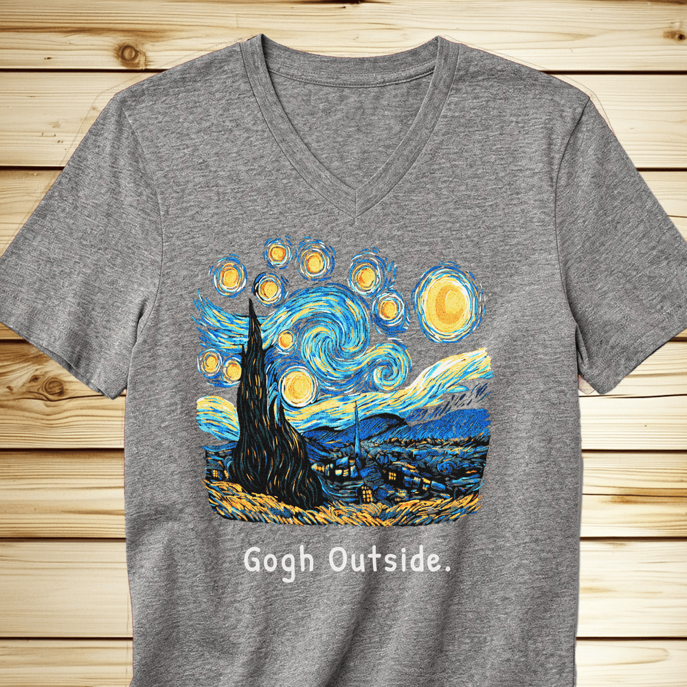 Gogh Outside Starry Nighty V-Neck - Athletic Heather