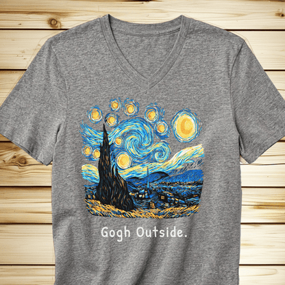 Gogh Outside Starry Nighty V-Neck - Athletic Heather