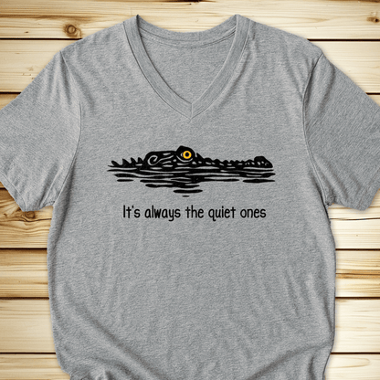 2296 Its Always The Quiet Ones Unisex V-Neck - Athletic Heather