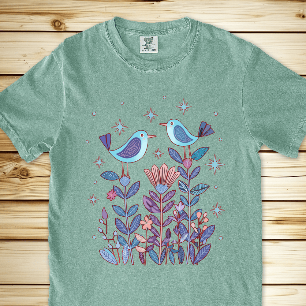 2277 Birds In Twilight Relaxed Fit Tee - Bay
