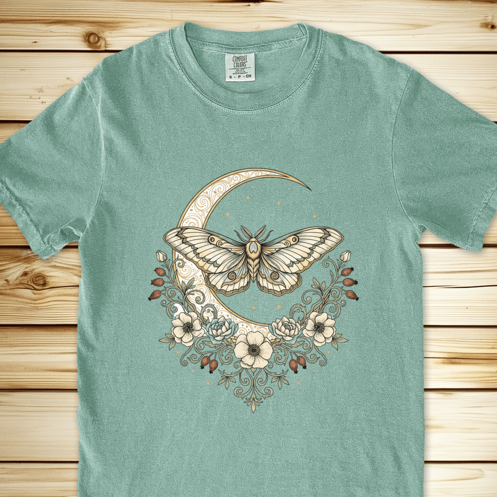 Green Moth Crescent Moon Relaxed Fit Tee - Bay