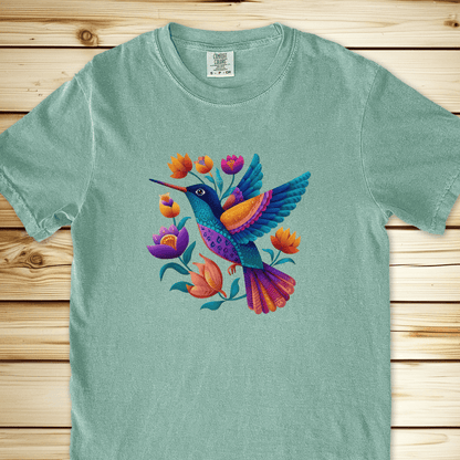 2279 Colorful Humingbird Relaxed Fit Tee - Bay