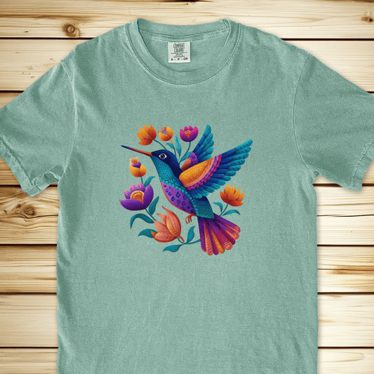 2279 Colorful Humingbird Relaxed Fit Tee - Bay