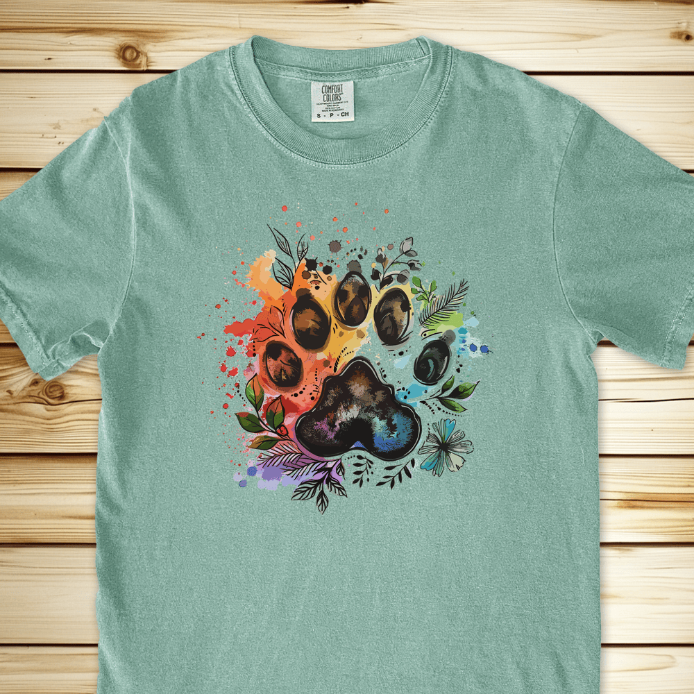 1286 Bear Paw Print Relaxed Fit Tee - Bay