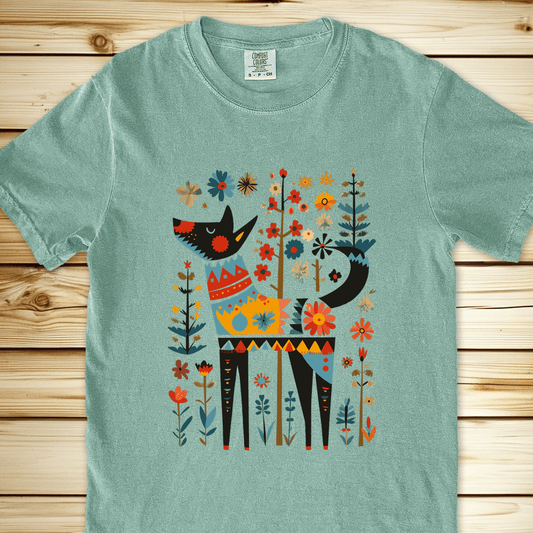 Flower Folklore Dog Relaxed Fit Tee - Bay