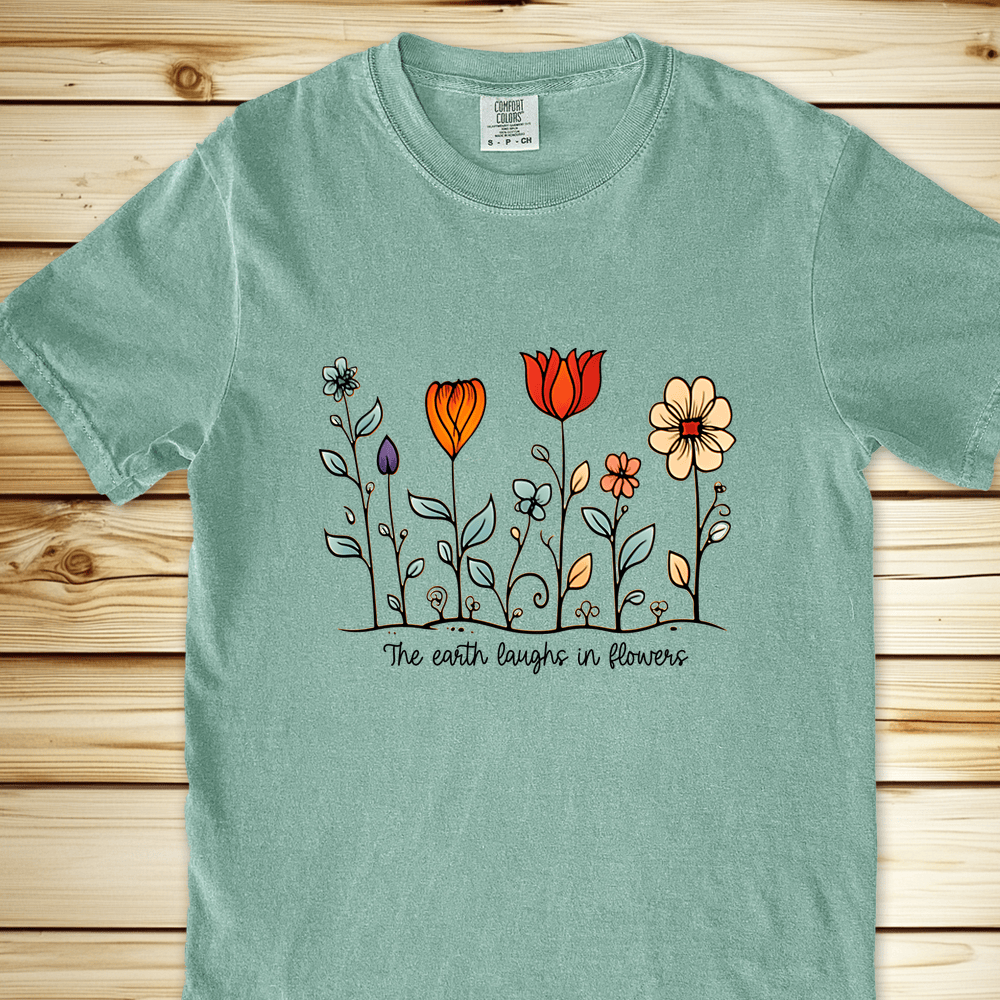 Painted Sunflowers Relaxed Fit Tee - Bay