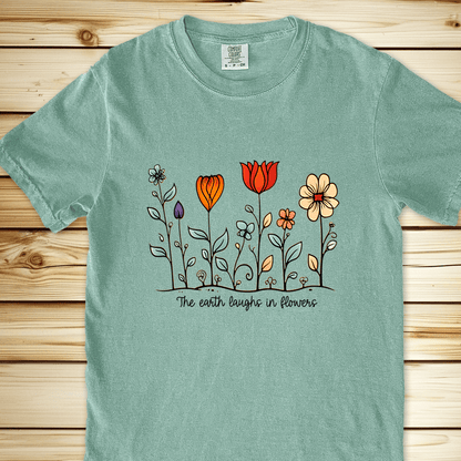 Painted Sunflowers Relaxed Fit Tee - Bay