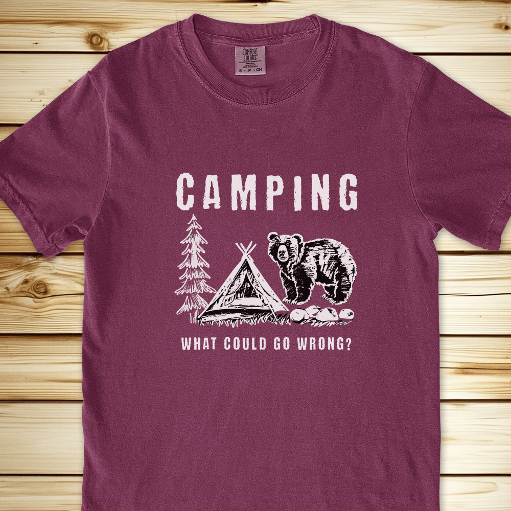 Camping What Could Go Wrong Relaxed Fit Tee - Berry