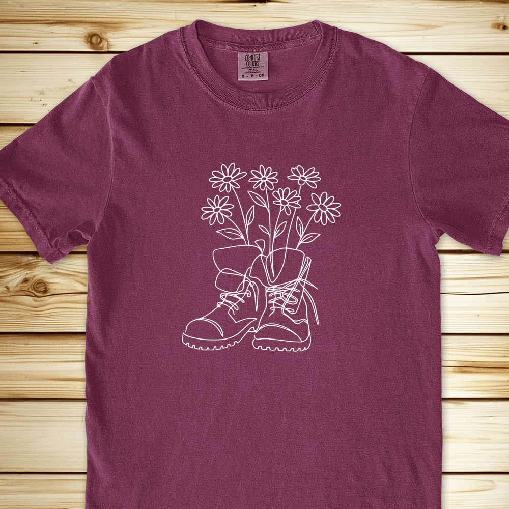 2264 Hiking Boots Relaxed Fit Tee - Berry