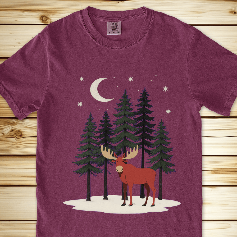 2268 Moose In The Snow Relaxed Fit Tee - Berry