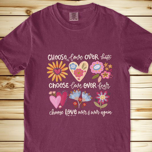 1837 Choose Love Relaxed Fit Tee - Berry