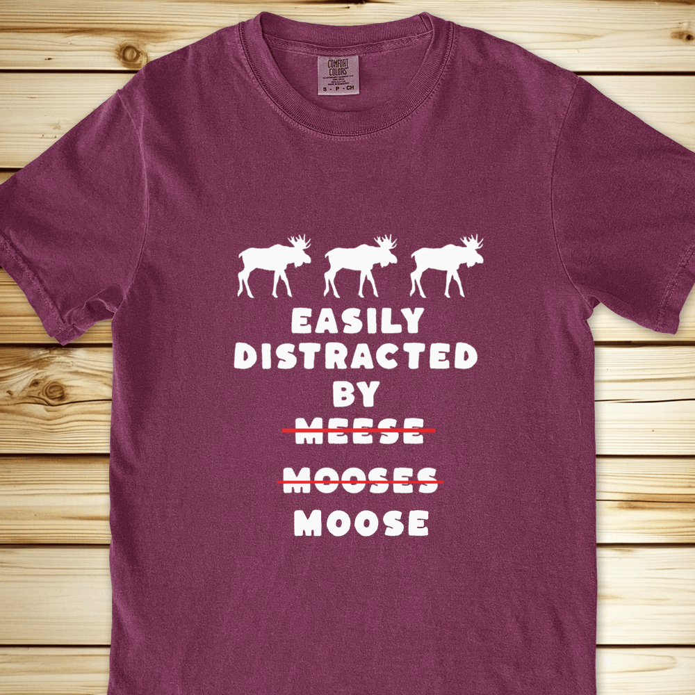 2273 Easily Distracted By Moose Relaxed Fit Tee - Berry