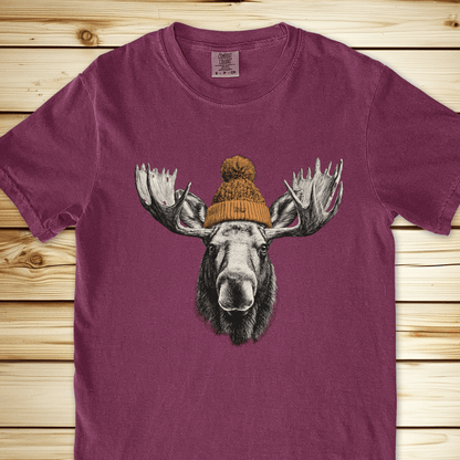 2278 Moose In A Beanie Relaxed Fit Tee - Berry