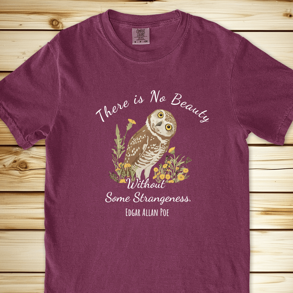 There Is No Beauty Poe Quote Relaxed Fit Tee - Berry