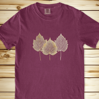 Gold Leaves Relaxed Fit Tee - Berry