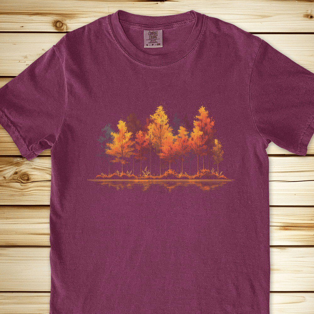 2301 Trees Lake Reflection Relaxed Fit Tee - Berry