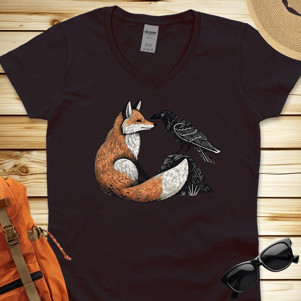 1791 Fox And Crow V-Neck Tshirt - Black