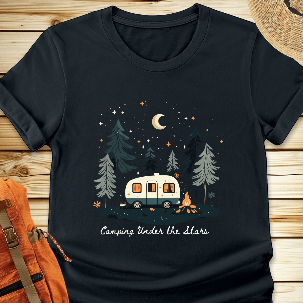 1951 Camping Under The Stars Tshirt - Black
