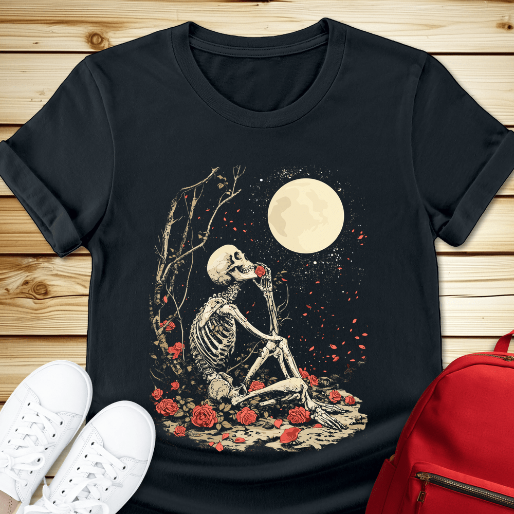 2093 Skeleton In The Moonlight Tshirt - Black