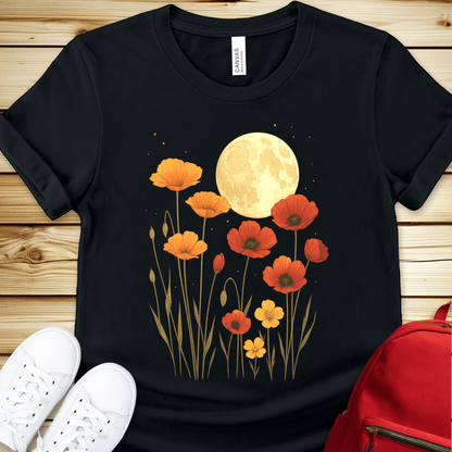 2101 Poppies In The Moonlight Tshirt - Black