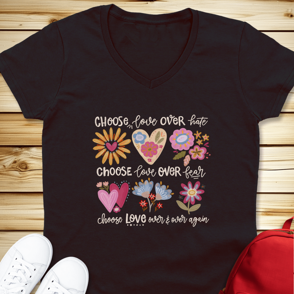 Choose Love V-Neck Tshirt - Black