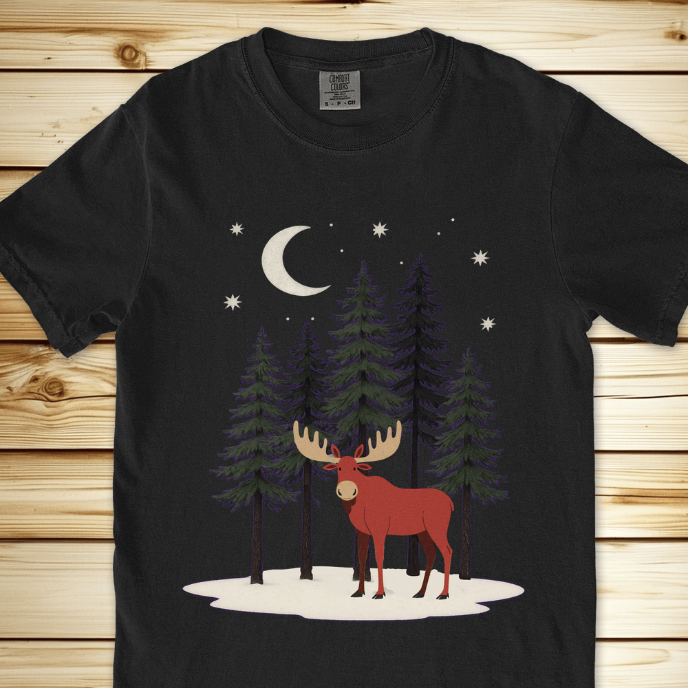 2268 Moose In The Snow Relaxed Fit Tee - Black