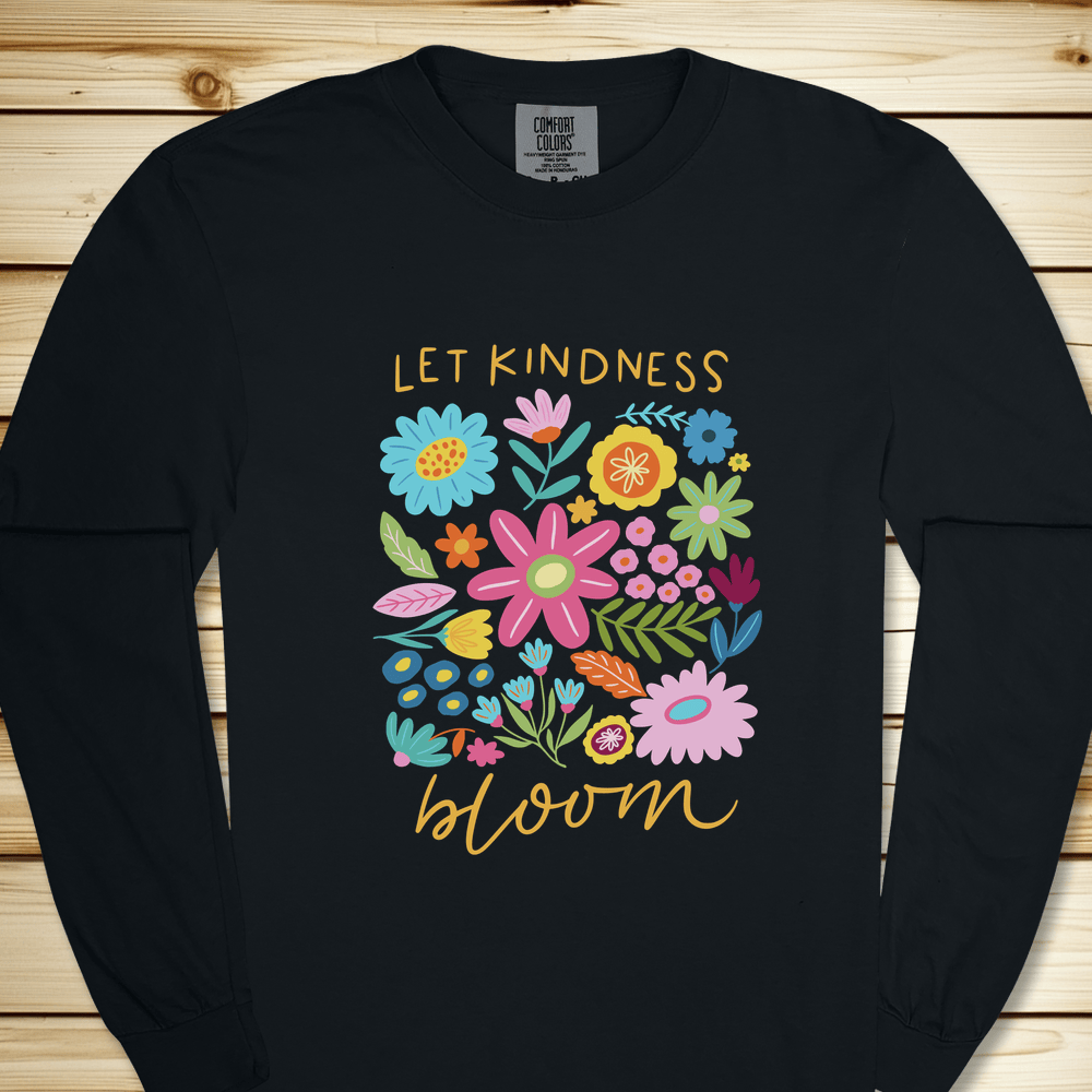 1674 Let Kindness Bloom Long Sleeve Tshirt - Black