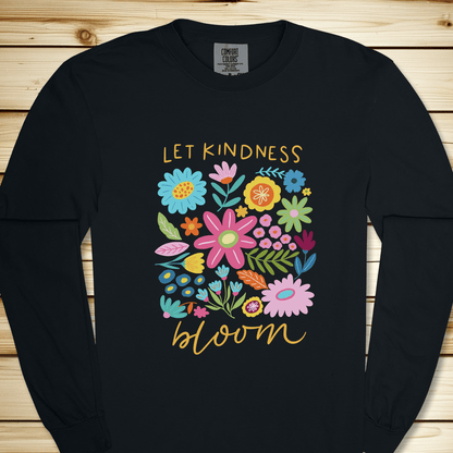 1674 Let Kindness Bloom Long Sleeve Tshirt - Black