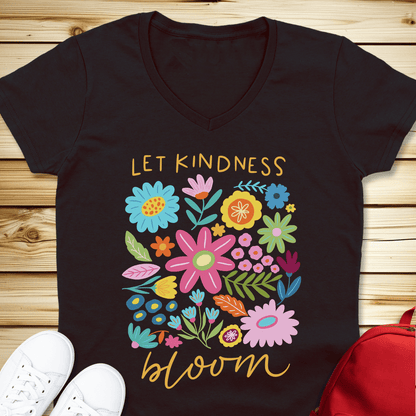 Let Kindness Bloom V-Neck - Black