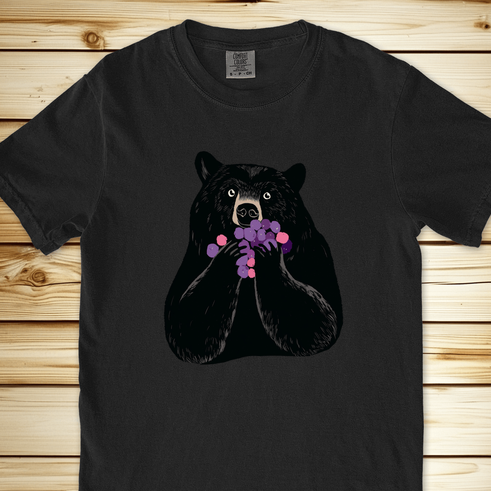 Blueberry Bear Relaxed Fit Tee - Black