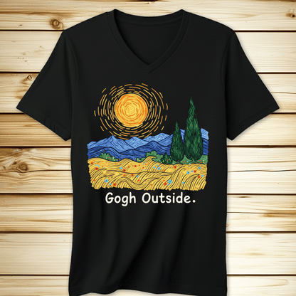 Gogh Outside V-Neck Tshirt - Black