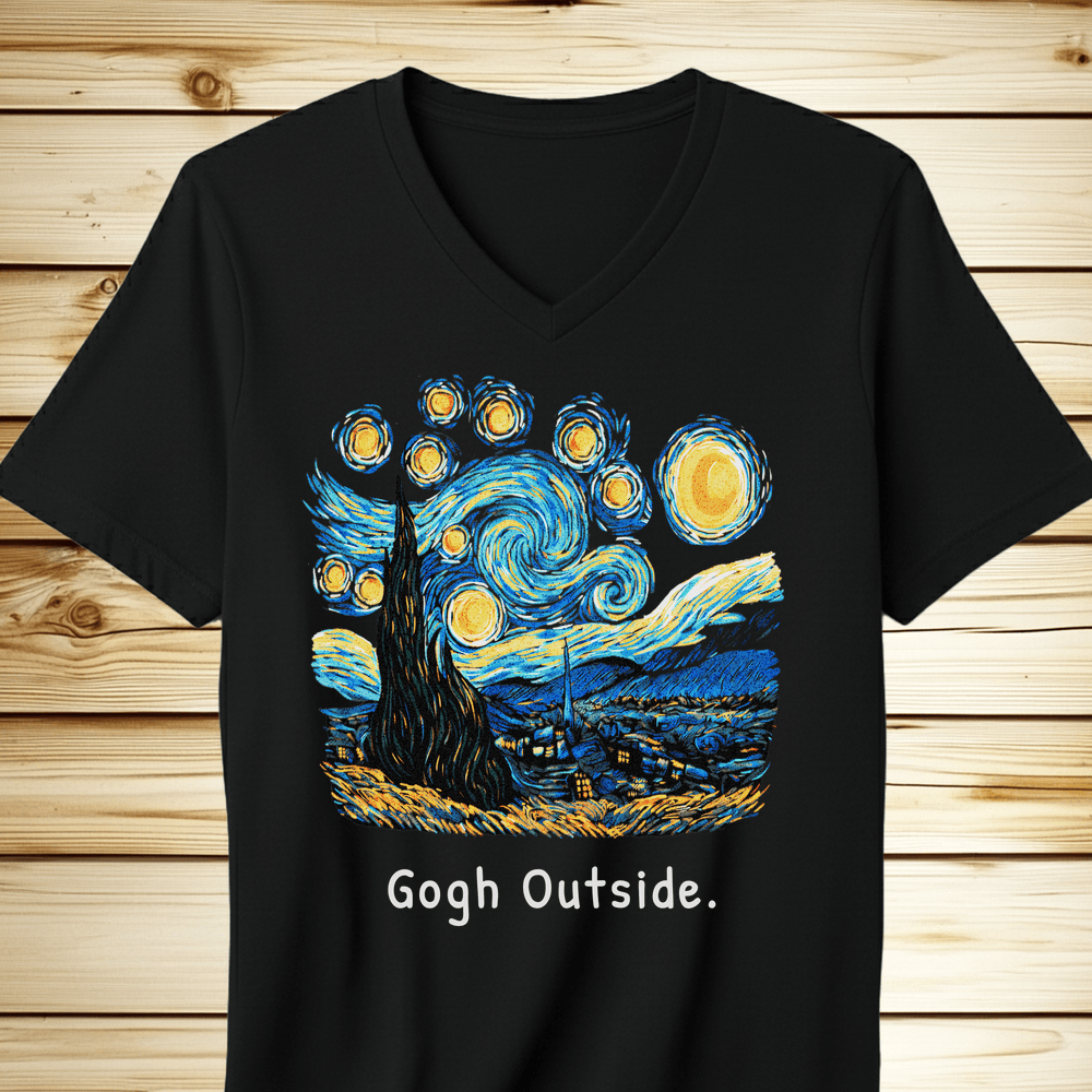 Gogh Outside Starry Nighty V-Neck - Black
