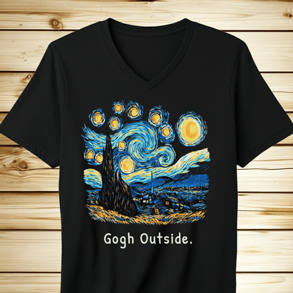 Gogh Outside Starry Nighty V-Neck - Black