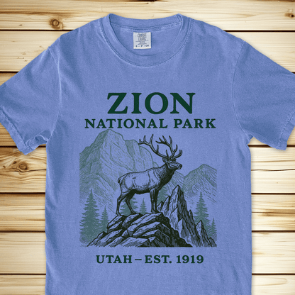 2257b Zion National Park Relaxed Fit Tee - Blue Jean